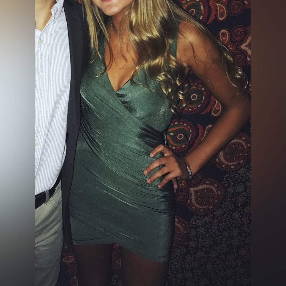 Olive green cocktail dress